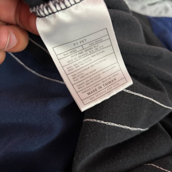 Vintage Nike Shirt Mens XL Black Blue Warm Up Full Zip Jersey Big Logo Y2K - Picture 7 of 10